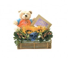 Bear Chocolate With Flower Arrangement